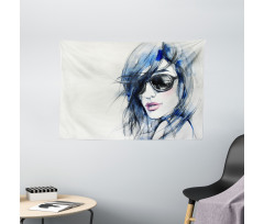 Watercolor Woman Image Wide Tapestry