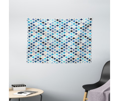 Modern Blue Circles Wide Tapestry