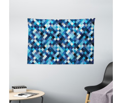 Blue Toned Hexagons Wide Tapestry