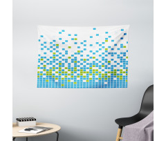 Mosaic Grid Pixel Art Wide Tapestry