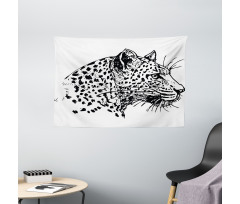 Jaguar Sketch Wildlife Wide Tapestry