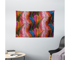 Colorful Wavy Mosaic Wide Tapestry