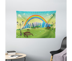 Rainbow Beams Flowers Wide Tapestry