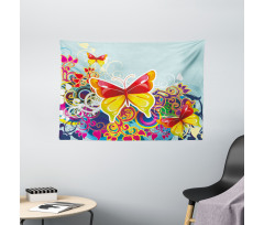 Nature Leaves Butterfly Wide Tapestry