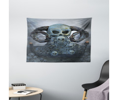 Scary Horns Graves Wide Tapestry