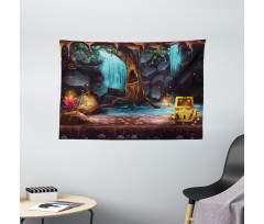 Cartoon Cave Treasure Wide Tapestry