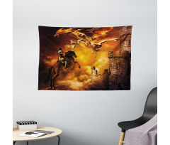 Knight on Horse Wide Tapestry