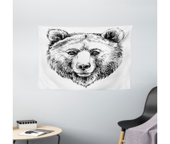 Grizzly Bear Ink Sketch Wide Tapestry