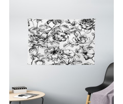 Hand Drawn Rose Petals Wide Tapestry