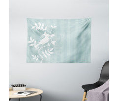 Bird Silhouette on Tree Wide Tapestry