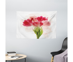 Watercolor Tulip Bouquet Wide Tapestry