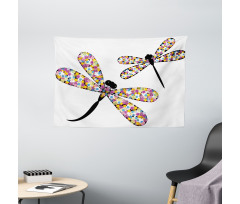 Dragonflies Black Body Wide Tapestry