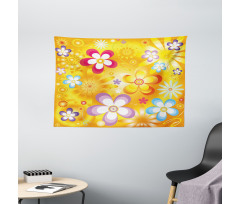 Vibrant Daisies Cheerful Wide Tapestry