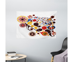 Flowers Hearts Notes Wide Tapestry