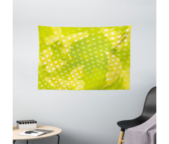 Butterfly Shapes Dots Wide Tapestry