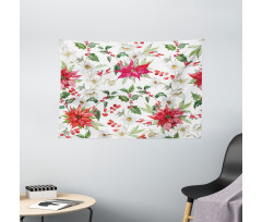 Christmas Flowers Buds Wide Tapestry