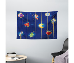 Xmas Objects Art Wide Tapestry
