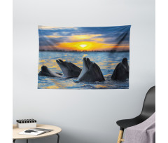 Bottle Nosed Dolphins Wide Tapestry