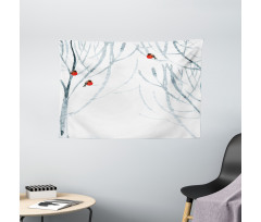 Woods Bullfinches Wide Tapestry