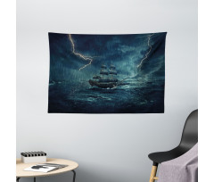 Pirate Vintage Ship Wide Tapestry