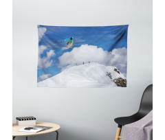 Snowboarder Mountaintop Wide Tapestry