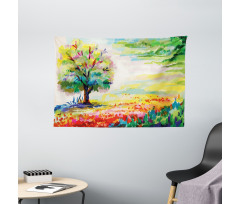 Colorful Rural Scenery Wide Tapestry