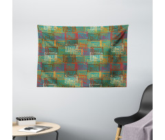 Grunge Folk Rainbow Wide Tapestry