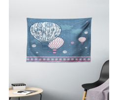 Air Balloons Polka Dots Wide Tapestry