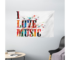 Music Theme Grungy Wide Tapestry