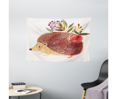 Hedgehog Watercolor Wide Tapestry