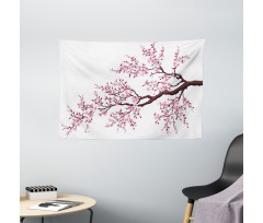 Sakura Branch Blossoms Wide Tapestry