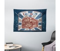 English Bus Grunge Art Wide Tapestry