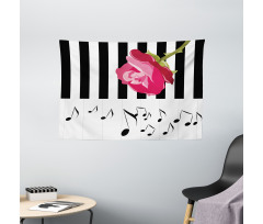 Red Rose on the Piano Wide Tapestry