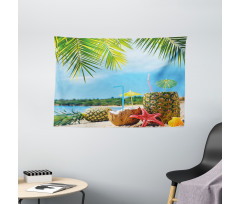 Coconut Pineapple Summer Wide Tapestry