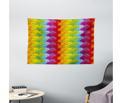 Rainbow Colored Flowers Wide Tapestry