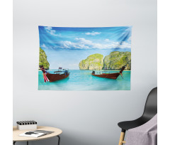 Boat Maya Bay Thailand Wide Tapestry