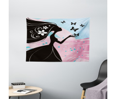 Butterfly Floral Head Wide Tapestry