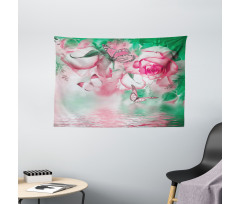Rose Petals Butterfly Wide Tapestry