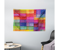 Rainbow Colors Squares Wide Tapestry