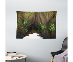Fantasy Tree Cave Moss Wide Tapestry