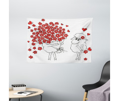Lover Goats Hearts Wide Tapestry