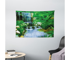 Waterfall Rocks Forest Wide Tapestry