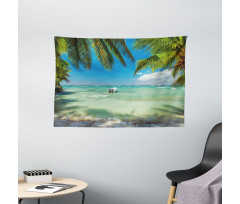 Surreal Sea Palm Tree Wide Tapestry
