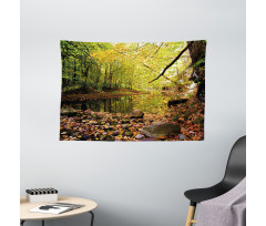Pine River in Autumn Wide Tapestry