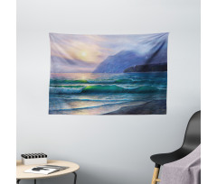 Ocean Morning Mountain Wide Tapestry