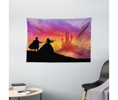 Prince Princess Castle Wide Tapestry