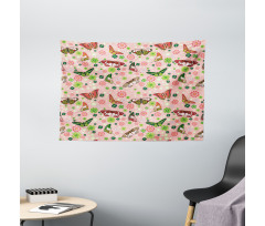 Butterflies Shamrocks Wide Tapestry