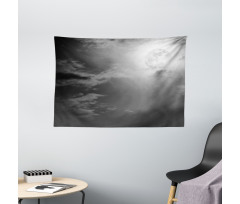 Full Moon and Clouds Wide Tapestry
