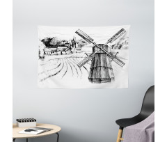 Farm Town Houses Mill Wide Tapestry