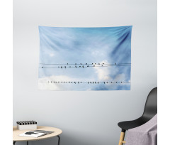 Swallows on Power Cord Wide Tapestry